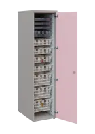 EUROMEDICA D - 46 skříň léková boxová, 1-dveřová, pravá, 1950x460x735, korpus šedý, dvířka pastelově